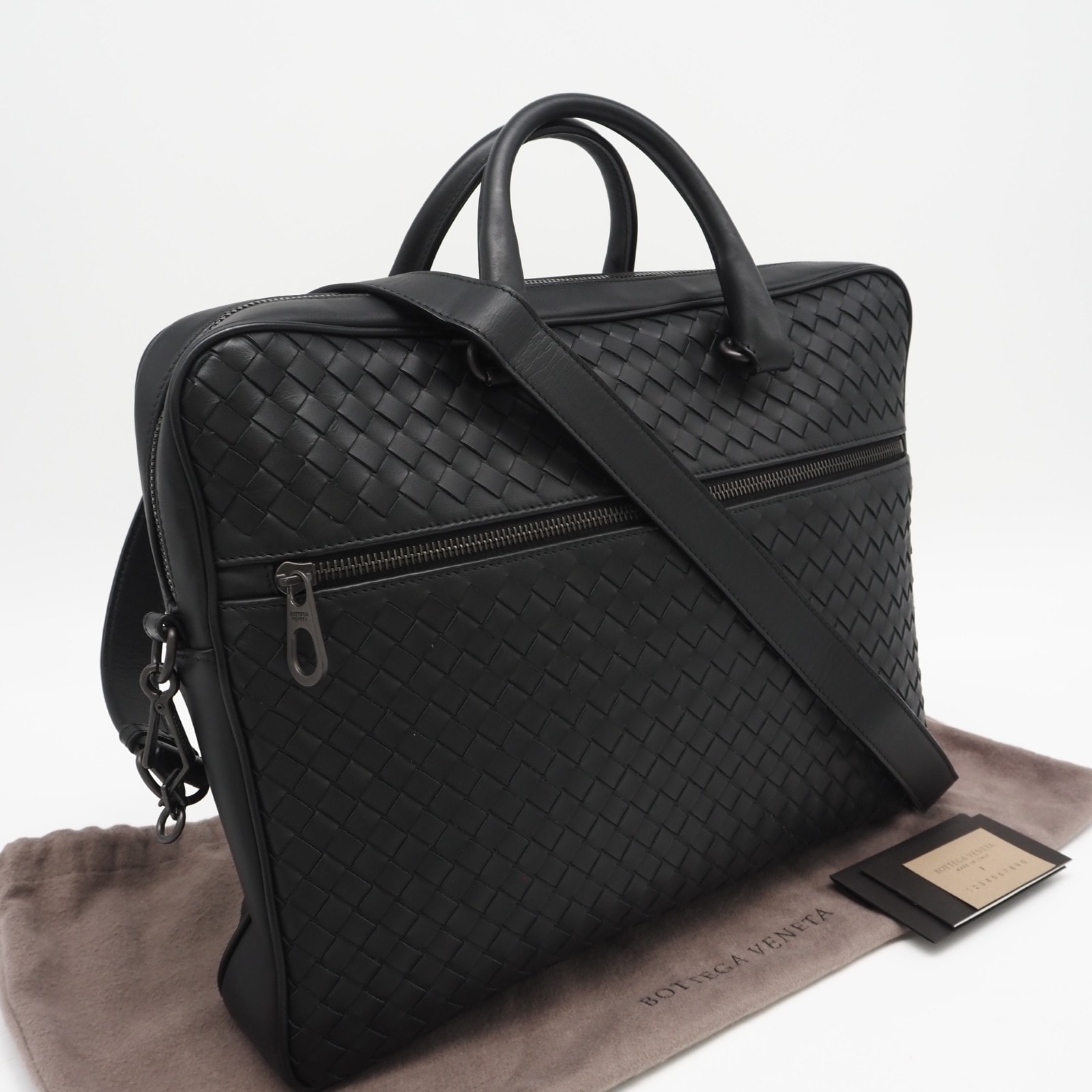 極美品 BOTTEGAVENETA ボッテガヴェネタ イントレチャート ブリーフケース 516110 2wayブリーフケース ブラック レザー メンズ