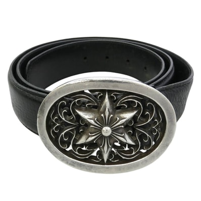 Chrome Hearts Classic Oval Star Leather Belt "Silver/Black"