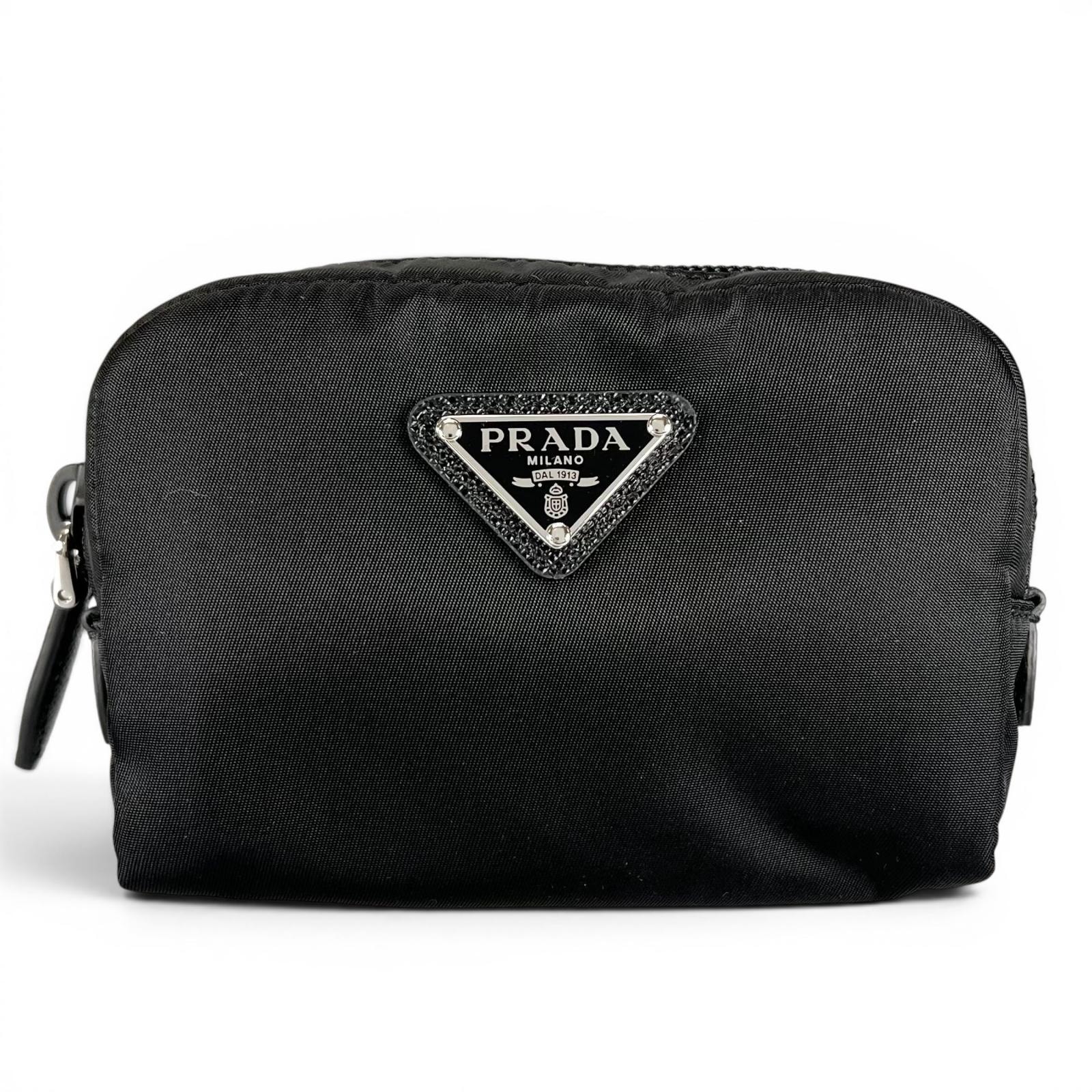 極美品 プラダ ポーチ Re-Nylon ブラック レディース