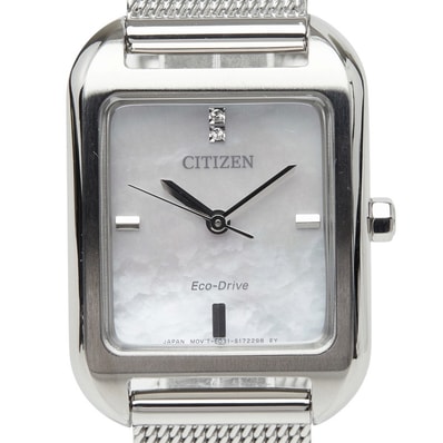 シチズン 腕時計 EM0491-81D エコドライブ ホワイト文字盤 ステンレススチール ダイヤモンド レディース CITIZEN 中古
