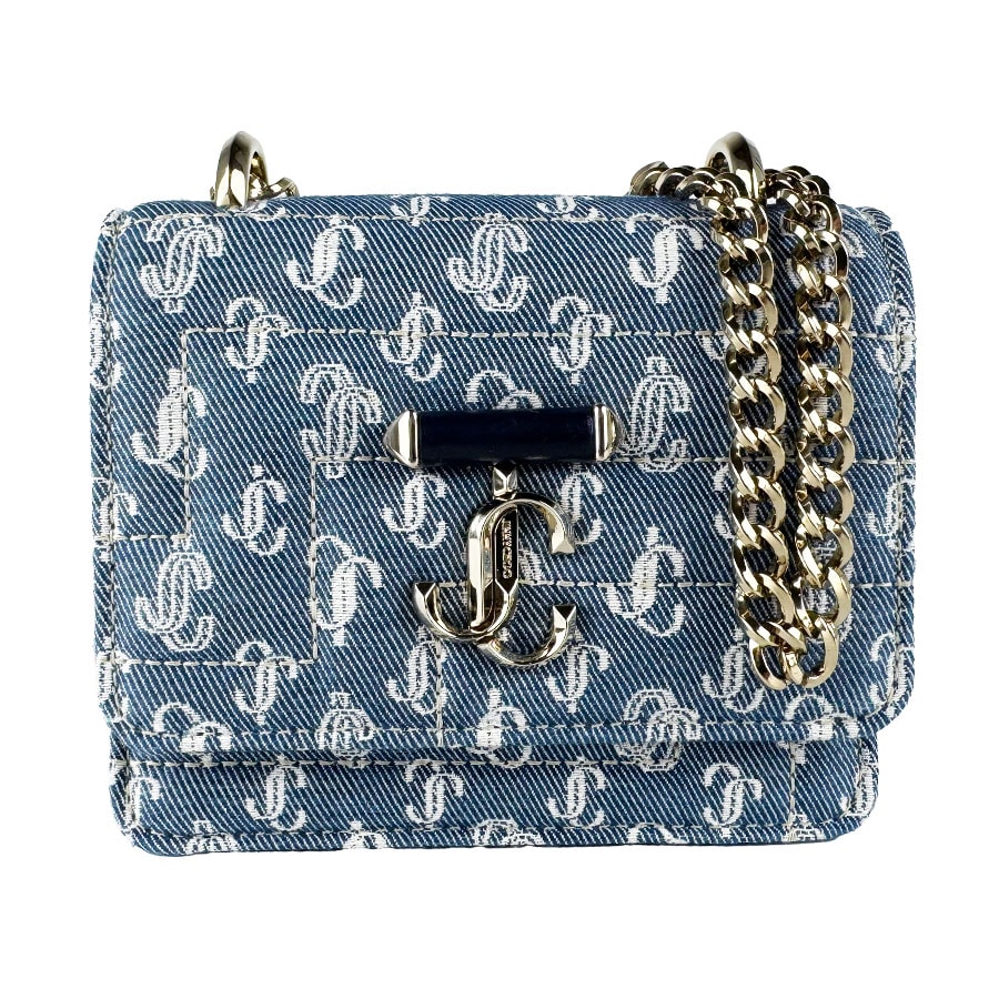 ジミーチュウ JIMMY CHOO ショルダーバッグ MICRO AVENUE QUAD デニム ブルー レディース【中古】 z10770