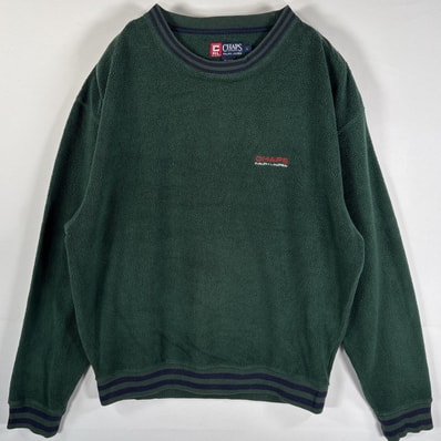 古着 90's/90年代 チャップスラルフローレン CHAPS RALPHLAUREN フリーストレーナー クルーネック ワンポイントロゴ L グリーン メンズ