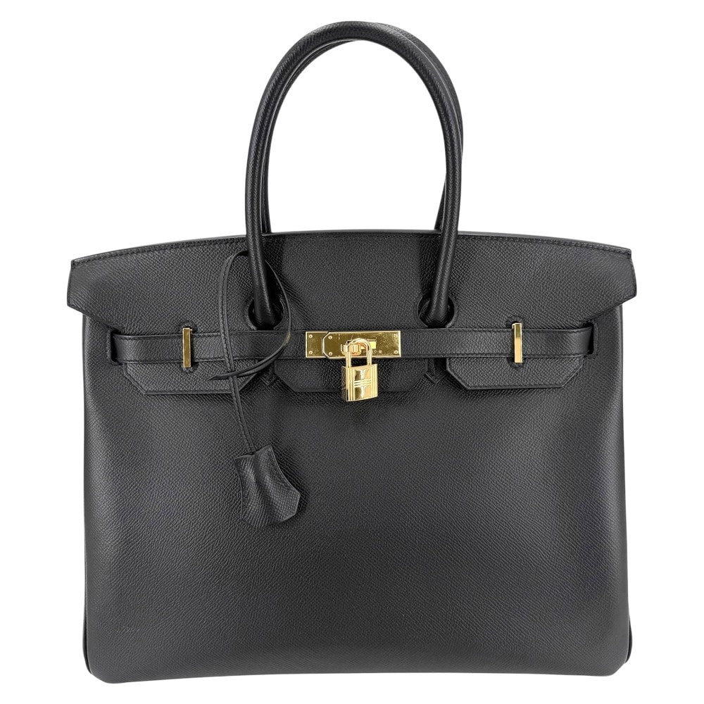 HERMES エルメス ハンドバッグ バーキン35 内縫い D刻印 レザー    ブラック 黒 ゴールド金具 レディース 美品 2019年【中古品】
