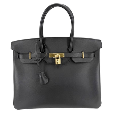 HERMES エルメス ハンドバッグ バーキン35 内縫い D刻印 レザー ブラック 黒 ゴールド金具 レディース 美品 2019年【中古品】