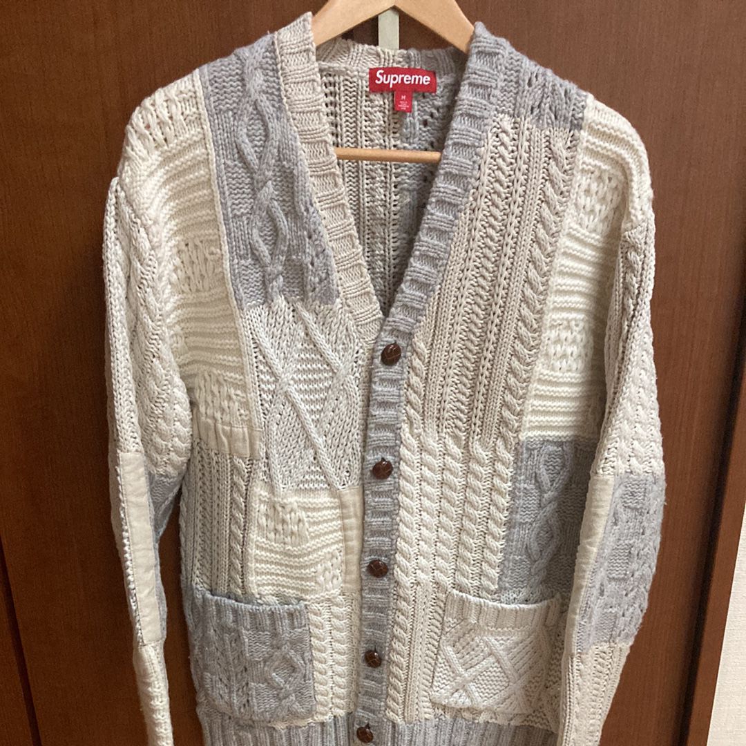 Supreme Patchwork Cable Knit Cardigan "Ivory"