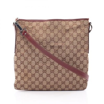 グッチ GUCCI GGキャンバス ショルダーバッグ バッグ キャンバス レザー レディース ベージュ系 / ボルドー系 113013 【中古】