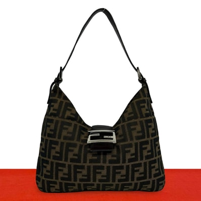 FENDI フェンディ ズッカ FF ロゴ 柄 金具 キャンバス レザー ショルダーバッグ ブラウン
33270