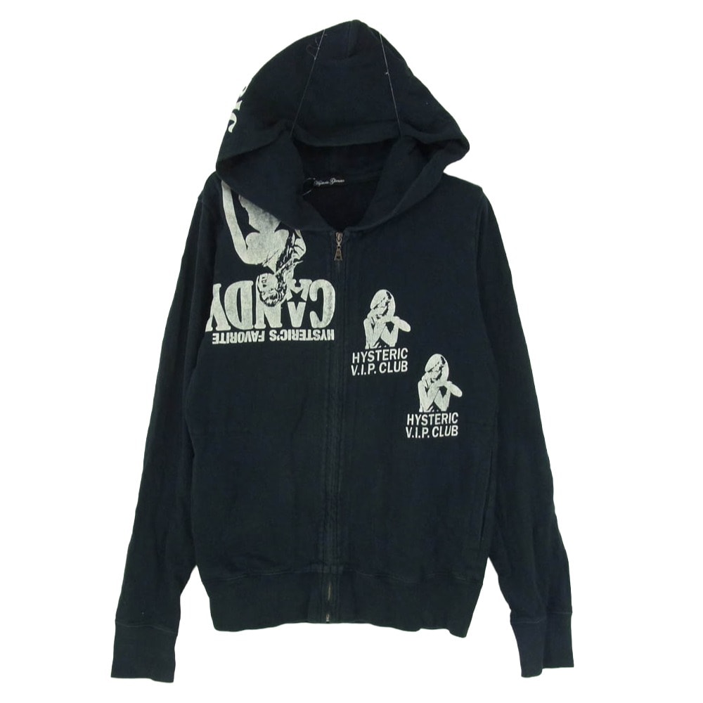 HYSTERIC GLAMOUR ヒステリックグラマー 0131CF02 ガールプリント ジップ パーカー ブラック系 FREE【中古】