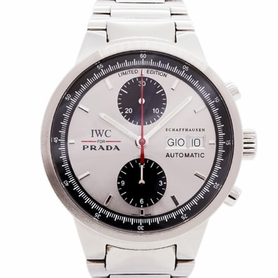 【6wib0134】IWC アイダブリューシー シャフハウゼン GST クロノグラフ プラダ IW370801 シルバー文字盤【中古】腕時計 メンズ