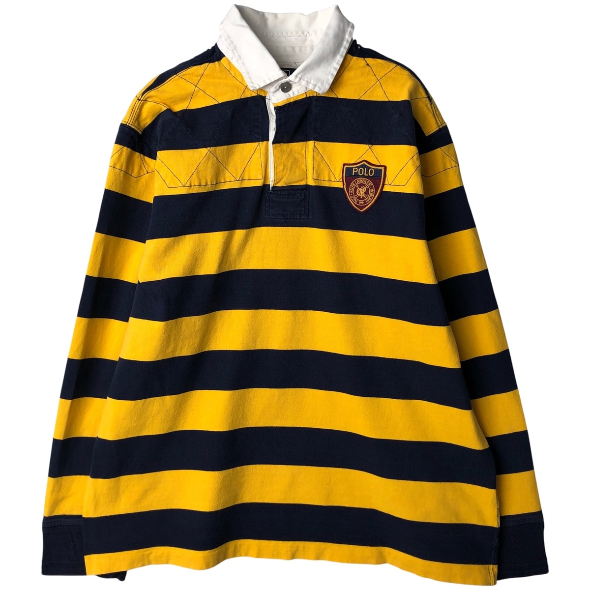 古着 ラルフローレン Ralph Lauren POLO by Ralph Lauren CUSTOM FIT ボーダー柄 長袖 ラガーシャツ メンズXL相当/eaa602800