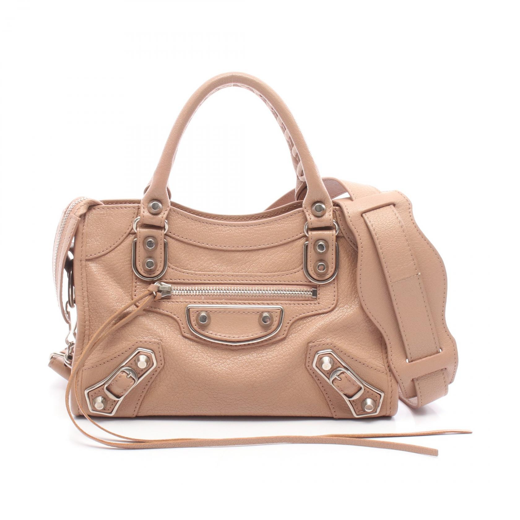 バレンシアガ BALENCIAGA クラシック メタリック エッジ ミニ シティ ハンドバッグ バッグ レザー レディース ピンク系 390160 【中古】