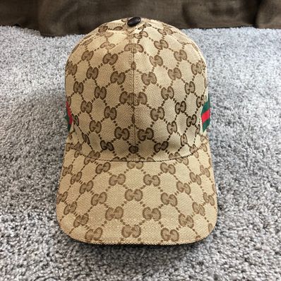 GUCCI Original GG Canvas Baseball Hat With Web "Beige/Ebony"