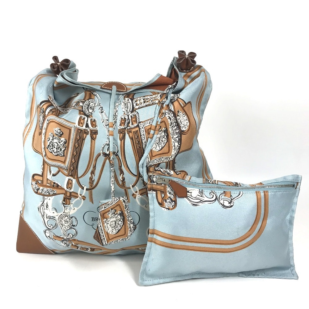 エルメス HERMES シルキーシティ PM シルキーシティPM ブリッド ドゥ ガラ  Brides de Gala 斜め掛け カバン ポーチ付き バッグ ショルダーバッグ シルク M□刻 ライトブルー