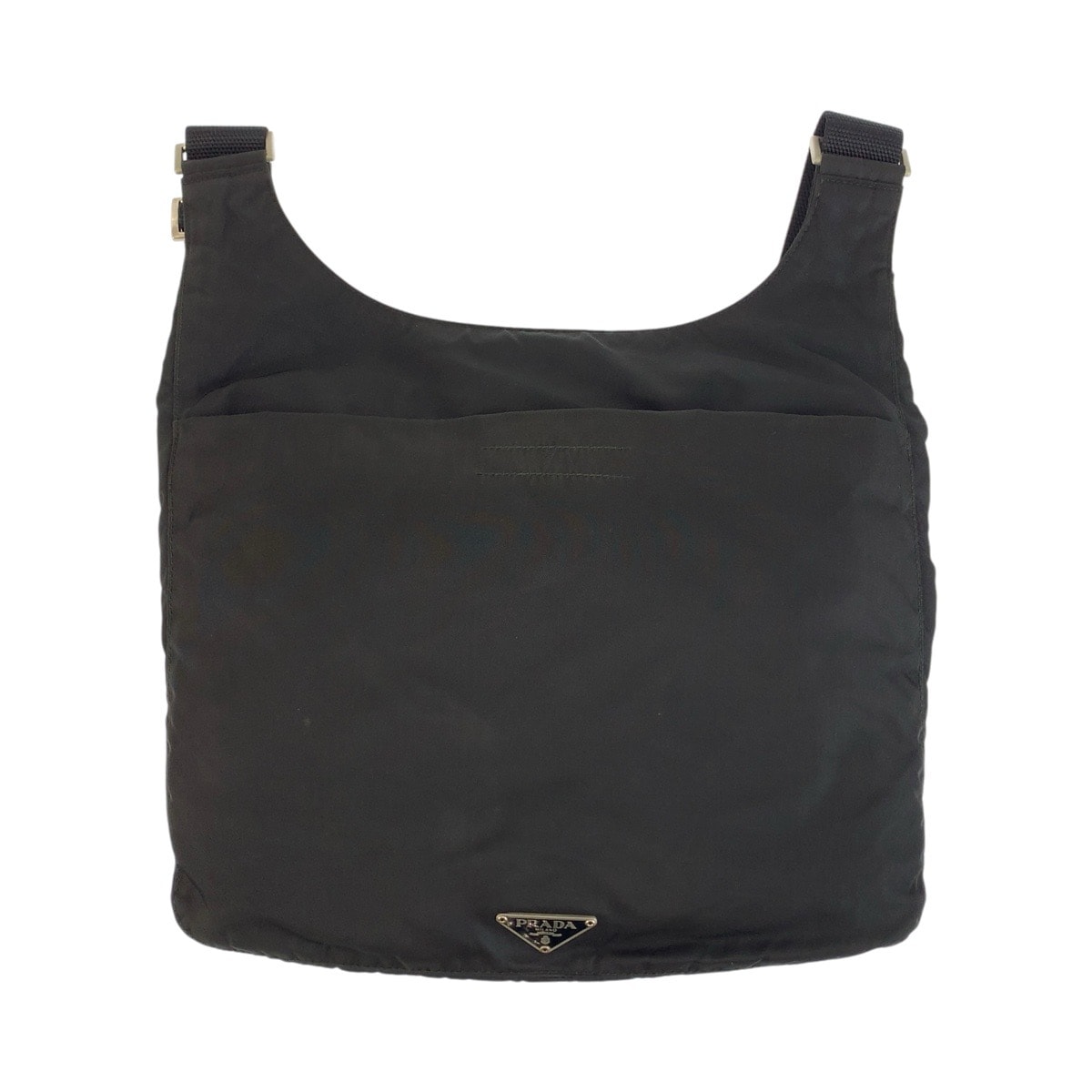 PRADA プラダ テスート 三角ロゴプレート ブラック 黒 シルバー金具 ナイロン ショルダーバッグ メッセンジャーバッグ 604535 【中古】