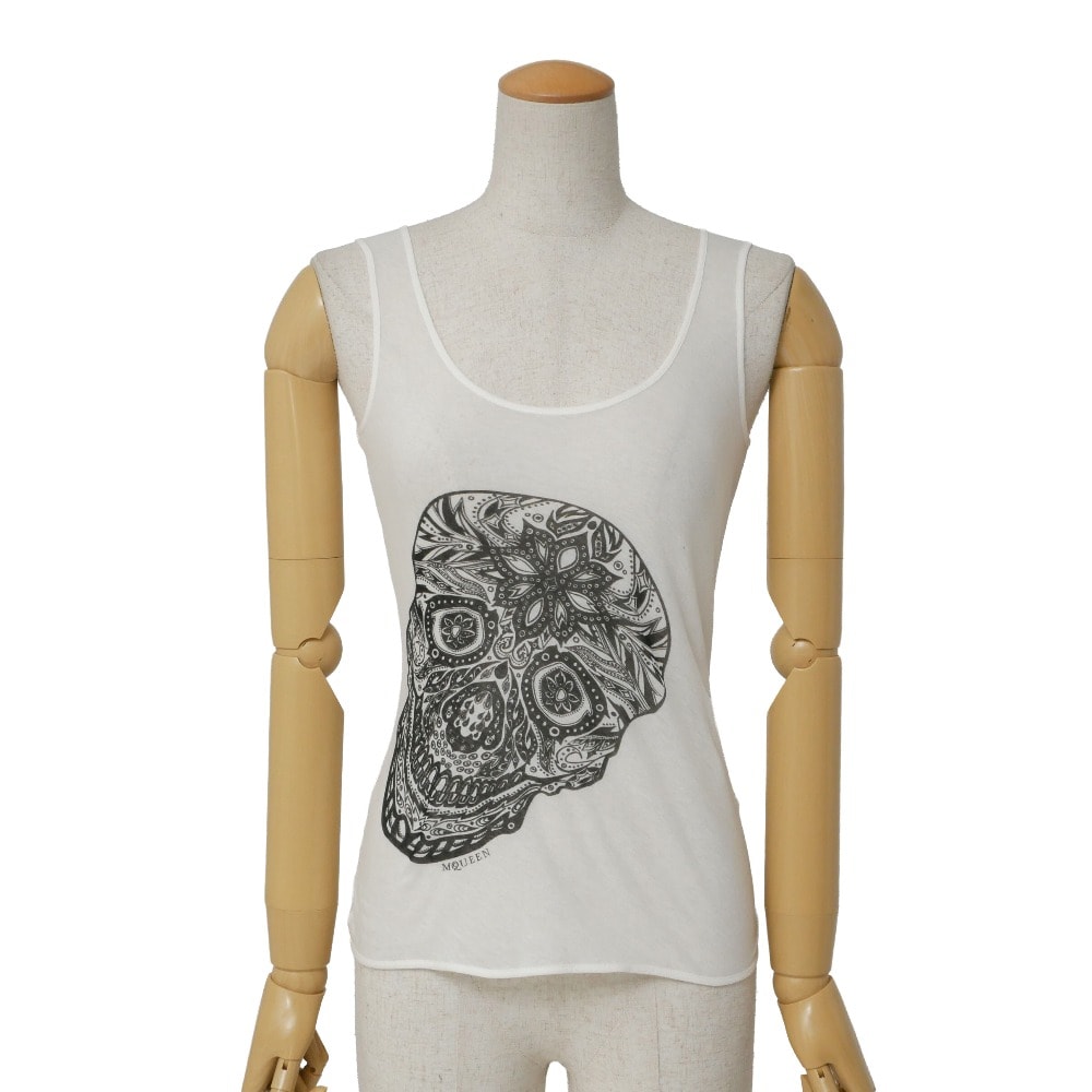 Alexander McQueen アレキサンダーマックイーン タンクトップ サイズ38 スカル 2006 本人期 イタリア製 ブランド古着【中古】20260312/RA8295
