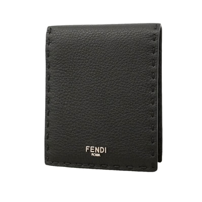【6ie6870】フェンディ 財布 レザー ブラック シルバー金具【中古】メンズ