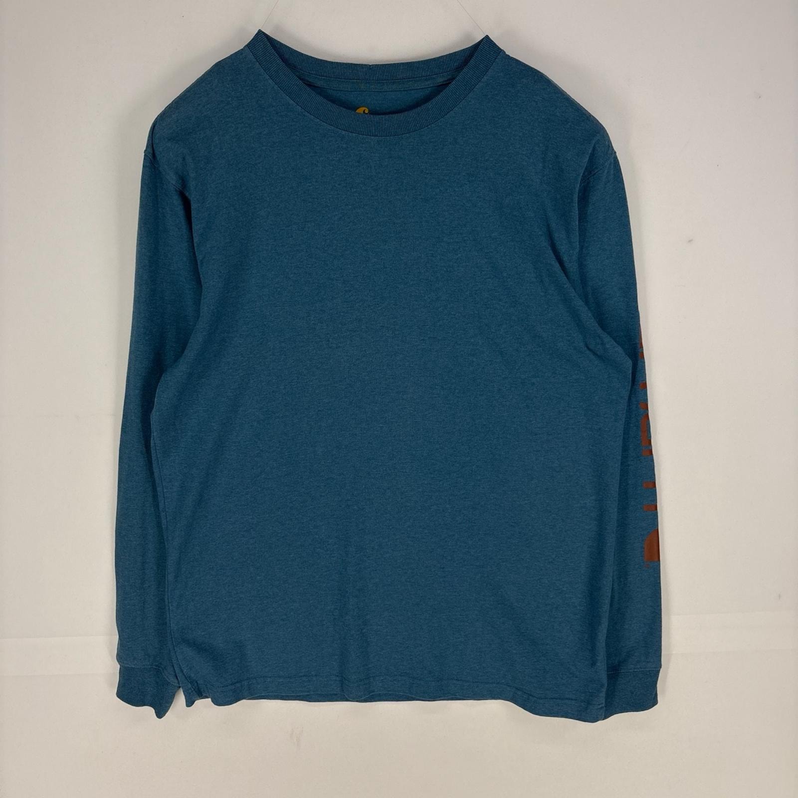 古着 カーハート Carhartt 長袖Tシャツ オリジナルフィット ロンT ロングスリーブ クルーネック M  ブルー系 袖プリント メンズ