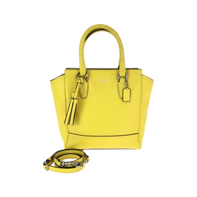 美品 COACH コーチ レガシー ミニタナー イエロー シルバー金具 レザー ハンドバッグ ショルダーバッグ 2way 600377 【中古】