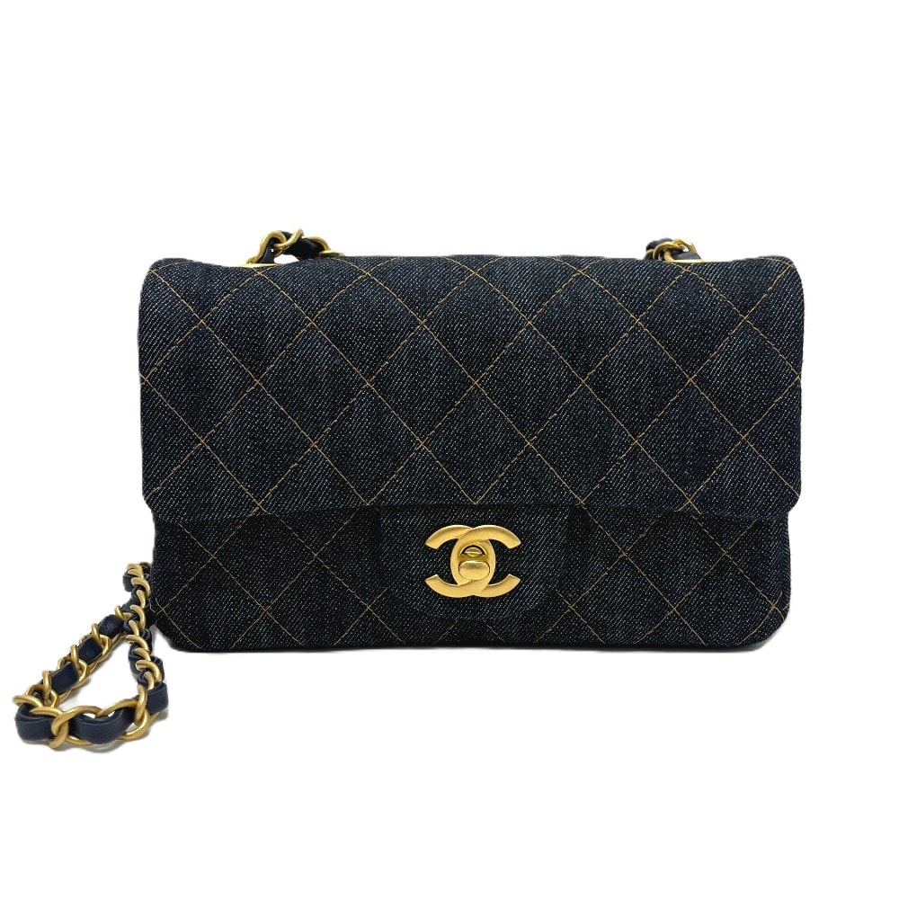 シャネル CHANEL マトラッセミニ マトラッセ20 A69900 シングルチェーン カバン 斜め掛け 肩掛け ショルダーバッグ デニム インディゴブルー ブルー 未使用