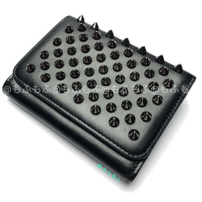 クリスチャンルブタン コンパクト スタッズ マカロンミニウォレット 三つ折り財布