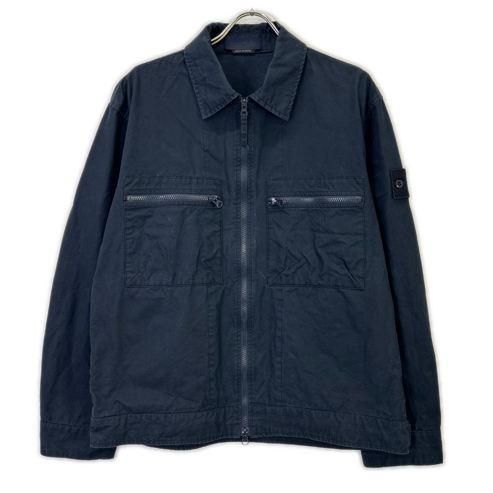 ストーンアイランド 24SS 8015432F1 GHOST PIECE ネイビー WEATHERPROOF COTTON CANVAS/ウォータープルーフコットンキャンバスジャケット L