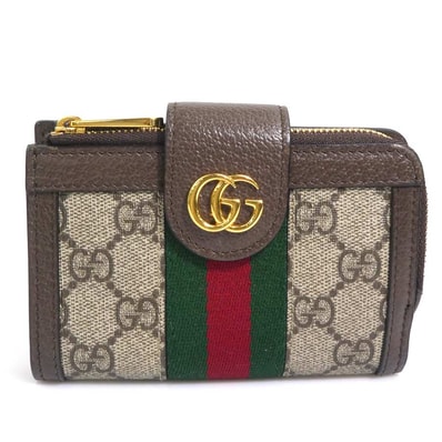 グッチ GUCCI 二つ折り財布 GGスプリームキャンバス ブラウン ユニセックス 725662【中古】 h32296k