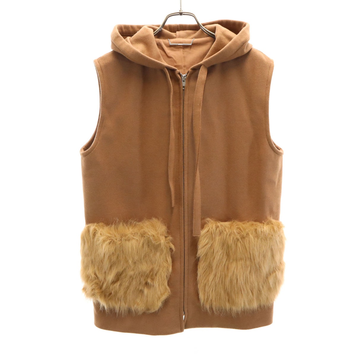 Mila Owen ミラオーウェン ウールブレンド ポケットエコファー ベスト ブラウン系