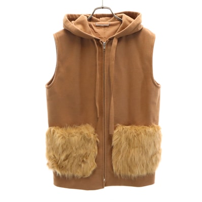 Mila Owen ミラオーウェン ウールブレンド ポケットエコファー ベスト ブラウン系