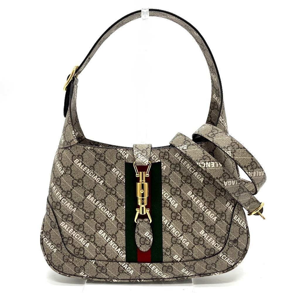 グッチ GUCCI ザ ハッカー プロジェクト 636706 バレンシアガ BALENCIAGA コラボ カバン ジャッキー 1961 2WAY ハンドバッグ GGスプリームキャンバス ベージュ 新品同様