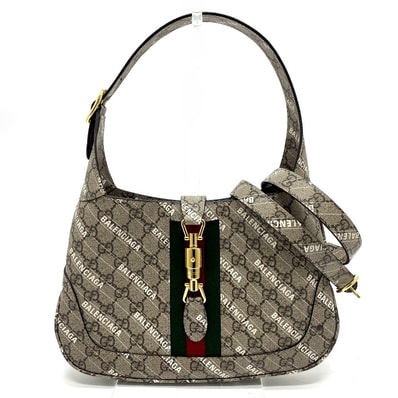 グッチ GUCCI ザ ハッカー プロジェクト 636706 バレンシアガ BALENCIAGA コラボ カバン ジャッキー 1961 2WAY ハンドバッグ GGスプリームキャンバス ベージュ 新品同様