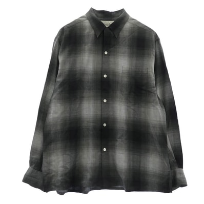 WACKO MARIA ワコマリア 長袖シャツ OMBRE CHECK OPEN COLLAR SHIRT L/S オンブレチェック 長袖 シャツ グレー ブラック系 グレー系 XL【中古】