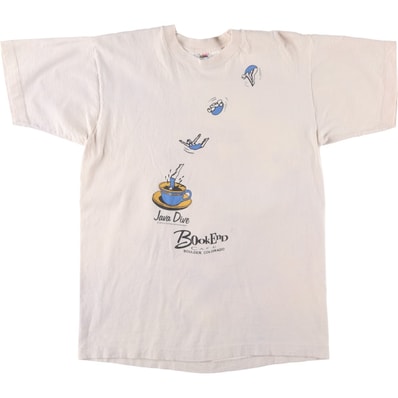 古着 90年代 フルーツオブザルーム FRUIT OF THE LOOM BookEnd Cafe アドバタイジングTシャツ USA製 メンズL相当 ヴィンテージ/eaa628689