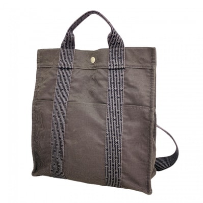 【6fb2407-k】エルメス リュック・デイパック エールラインアドMM キャンバス グレー シルバー金具【中古】メンズ レディース ユニセックス