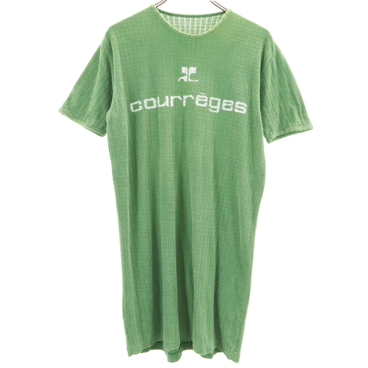 courreges クレージュ 日本製 半袖 ワンピース グリーン系