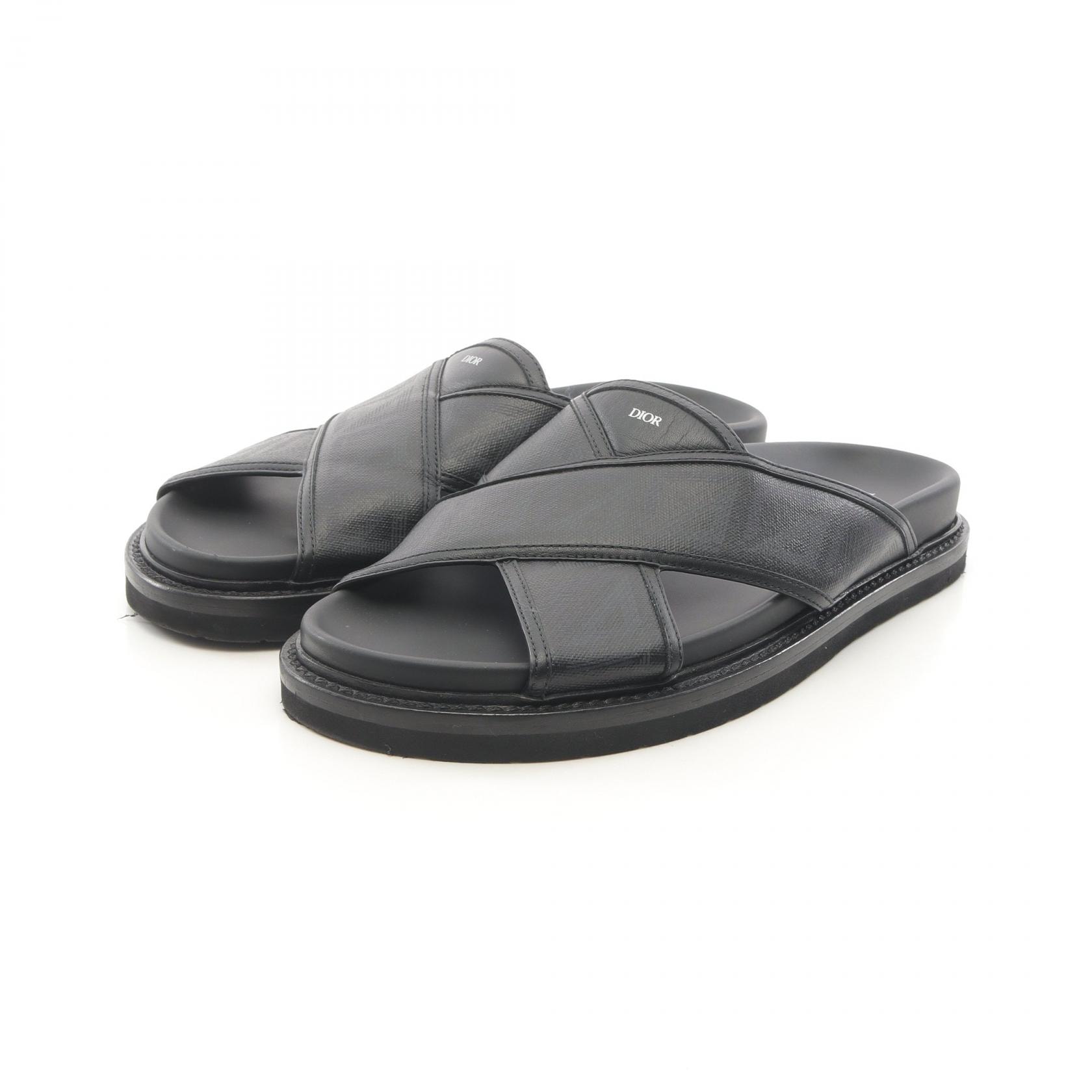 ディオール Dior AQUA サンダル 靴 レザー メンズ ブラック系 【中古】