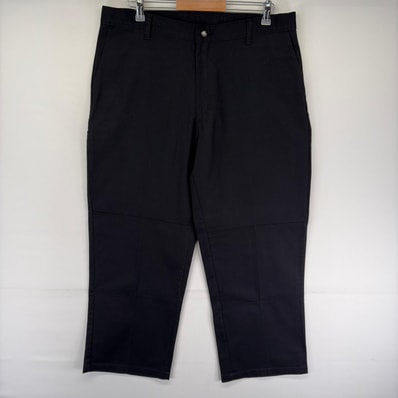 古着 ディッキーズ Dickies パンツ ワーク ダブルニー チノパン ジッパーフライ ワンポイントロゴ w38 L30 ブラック系 メンズ