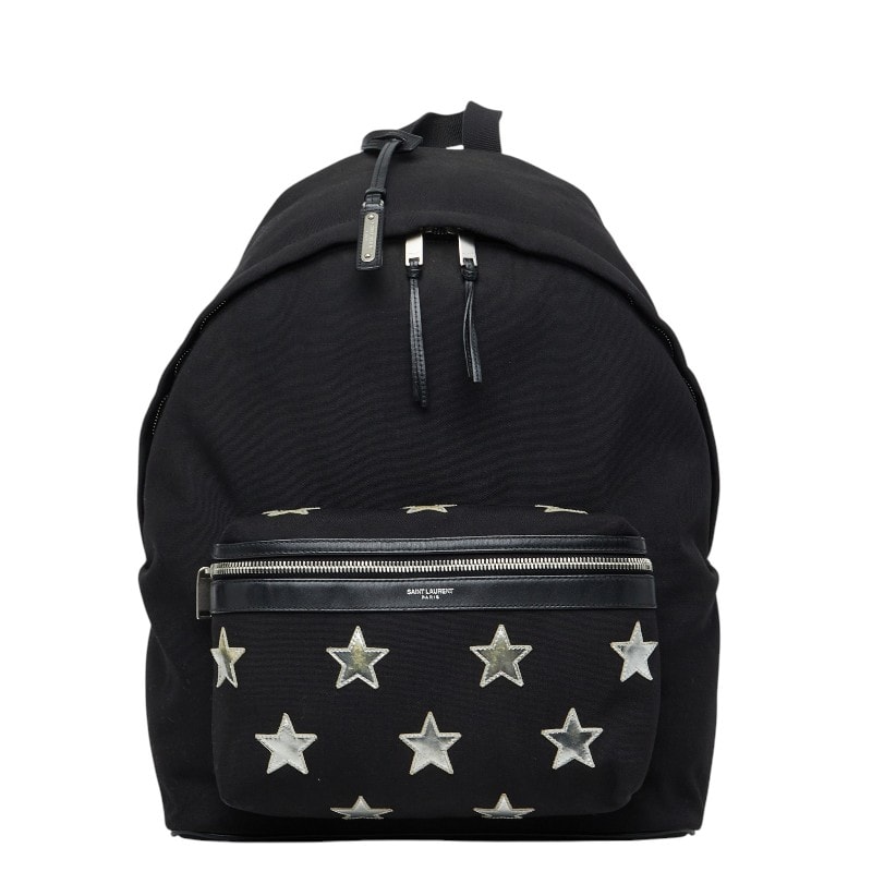 サンローラン シティ リュック バックパック 534968 ブラック キャンバス レザー レディース SAINT LAURENT 【中古】