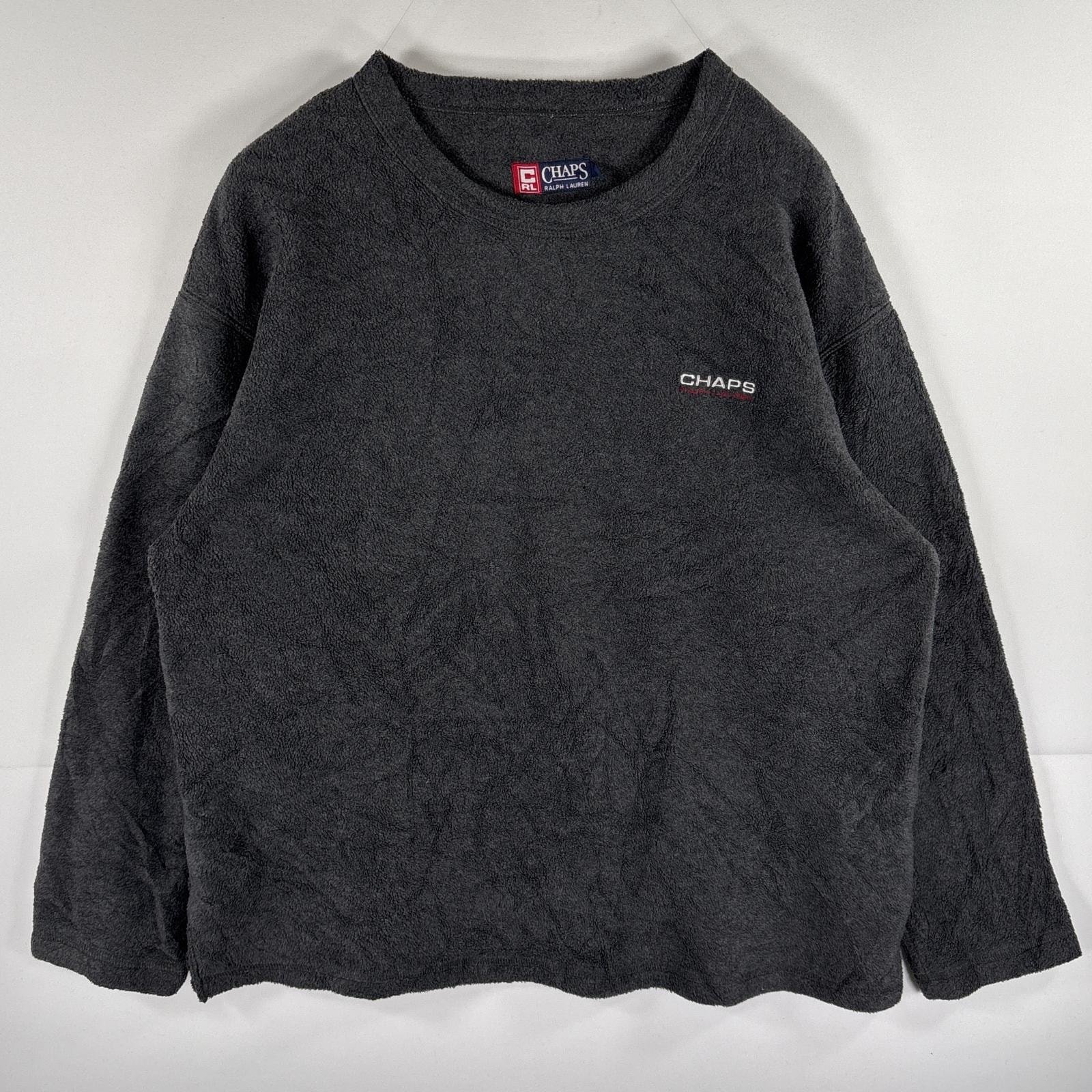 古着 90's/90年代 チャップスラルフローレン CHAPS RALPHLAUREN フリーストレーナー クルーネック ワンポイントロゴ刺繍 大きいサイズ L  ダークグレー メンズ