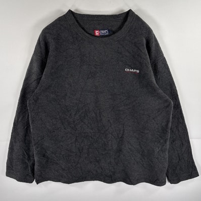 古着 90's/90年代 チャップスラルフローレン CHAPS RALPHLAUREN フリーストレーナー クルーネック ワンポイントロゴ刺繍 大きいサイズ L ダークグレー メンズ