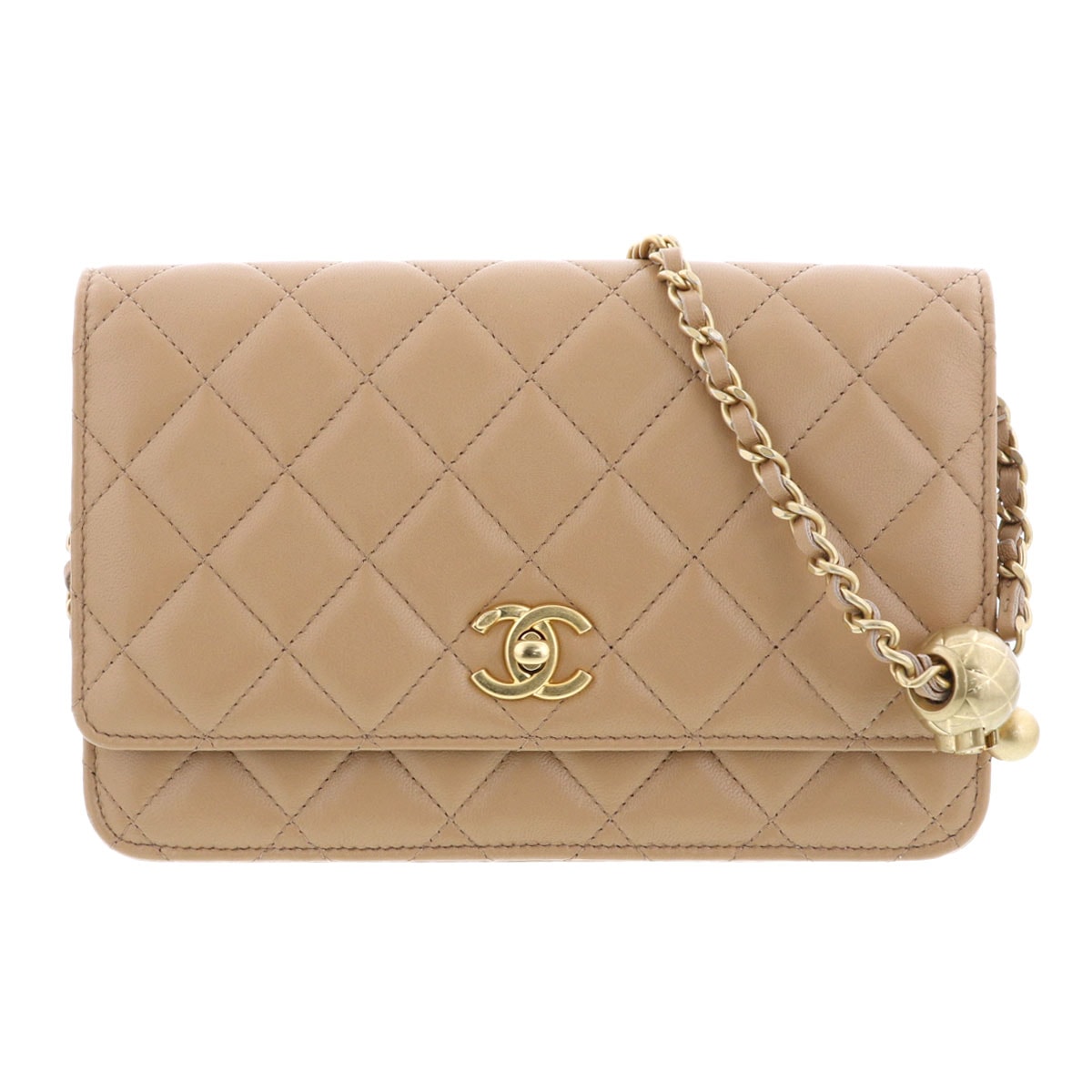 CHANEL シャネル ココボール チェーンウォレット ショルダーバッグ AP1450 ラムスキン ブラウン ゴールド金具  レディース【中古】