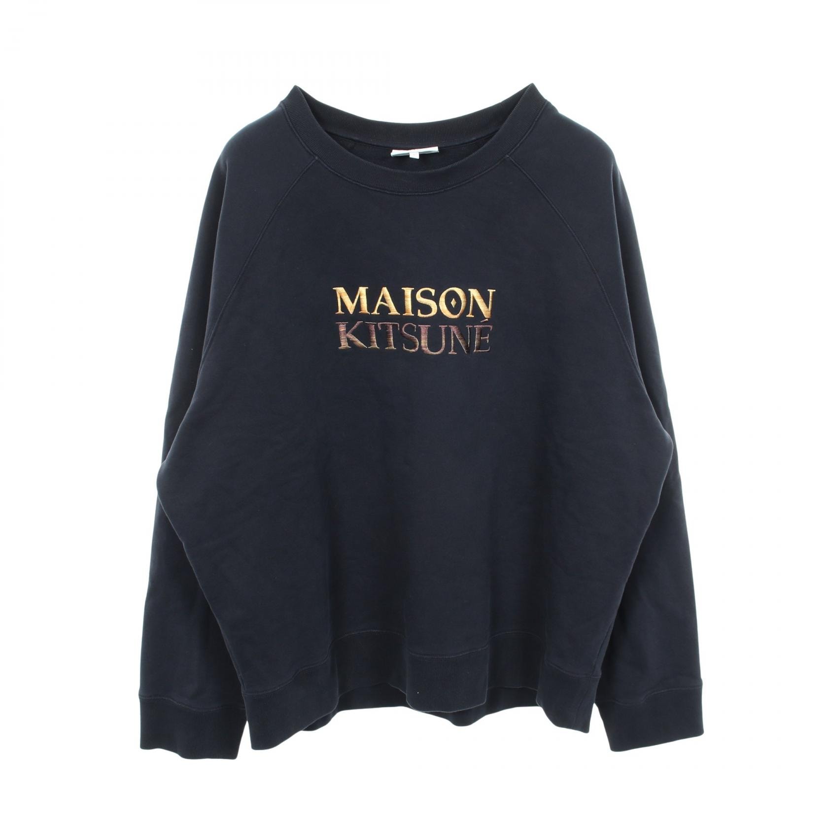 メゾンキツネ MAISON KITSUNE ロゴ刺繍 スウェット 衣料品 トップス コットン メンズ ネイビー系 【中古】