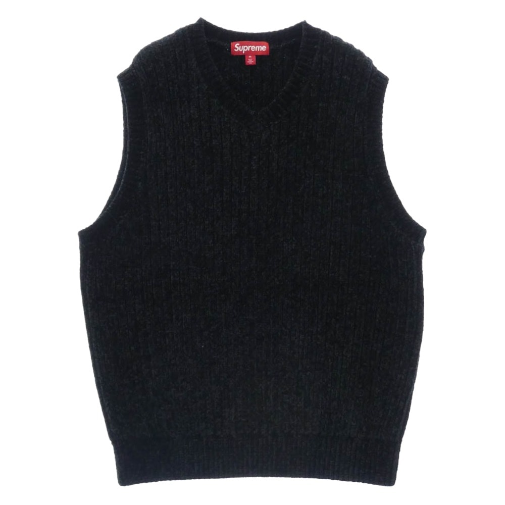 Supreme シュプリーム ベスト 24AW Chenille Sweater Vest シェニール セーター ニット ベスト ブラック系 M【美品】【中古】