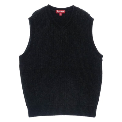 Supreme シュプリーム ベスト 24AW Chenille Sweater Vest シェニール セーター ニット ベスト ブラック系 M【美品】【中古】