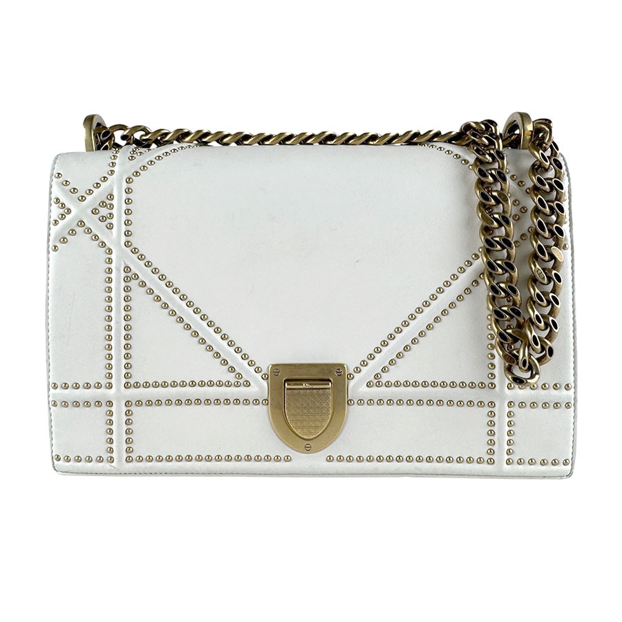 クリスチャンディオール Christian Dior ショルダーバッグ ディオラマ レザー ホワイト レディース【中古】 z10219
