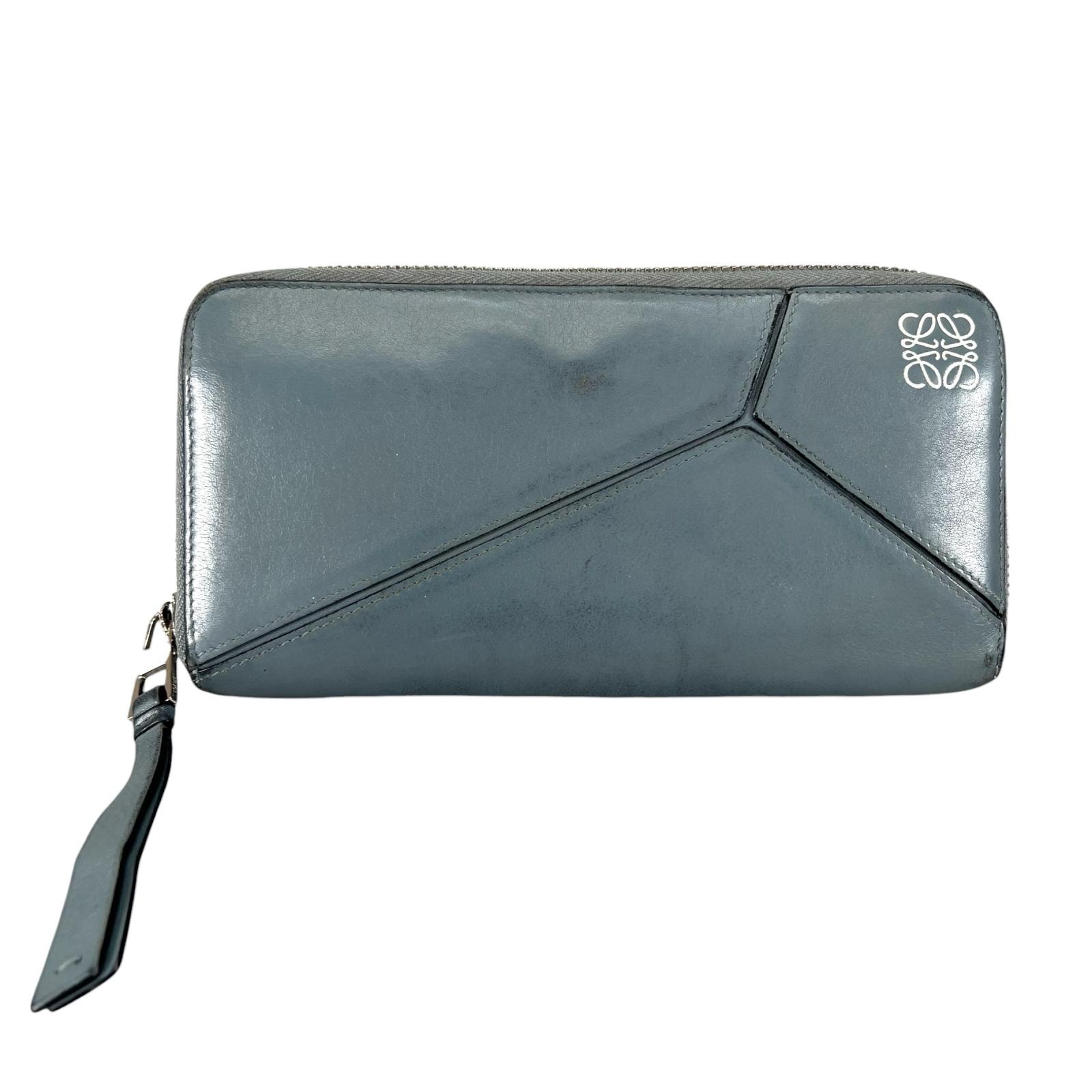 LOEWE ロエベ パズル アナグラム 長財布 カーフ ブルー レディース【中古】