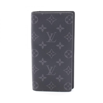 ルイ・ヴィトン LOUIS VUITTON ポルトフォイユ ブラザ 二つ折り長財布 財布 キャンバス PVC モノグラム・エクリプス メンズ ブラック系 M61697 【中古】