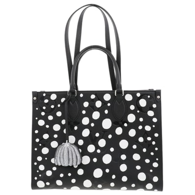 LOUIS VUITTON ルイ・ヴィトン 草間彌生 LV × YK 2WAYレザーハンドバッグ オンザゴー MM ドット トートバッグ M46389 モノグラムアンプラント ブラック ホワイト レディース【中古】
