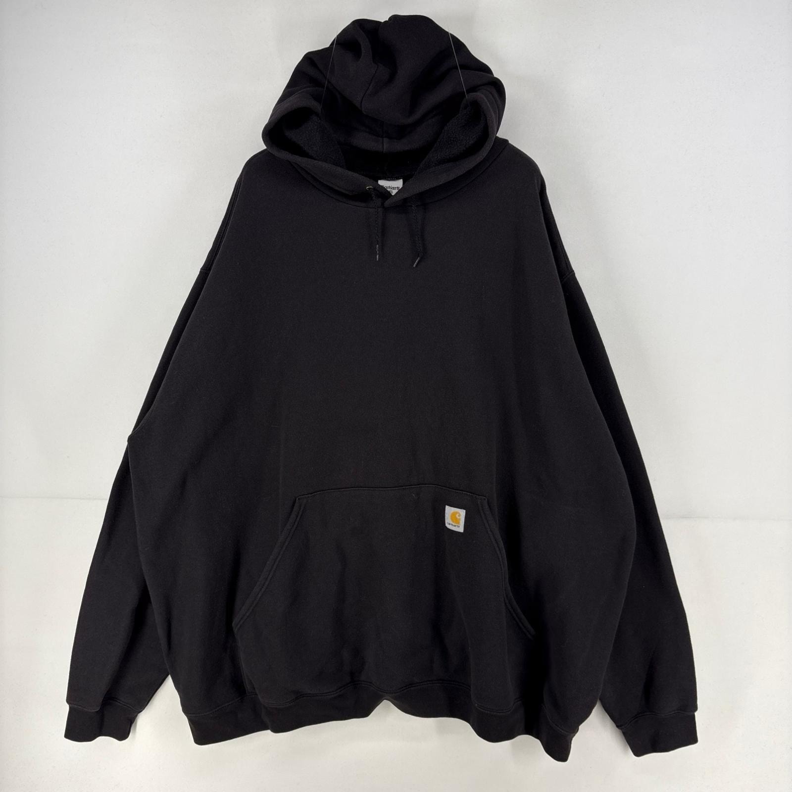 古着 カーハート Carhartt スウェット プルオーバー ワンポイント ロゴ 大きいサイズ 3XL  ブラック 無地 メンズ