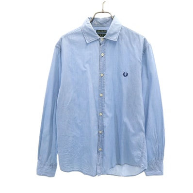 FRED PERRY フレッドペリー 長袖 スーパースリムフィット シャツ M ブルー