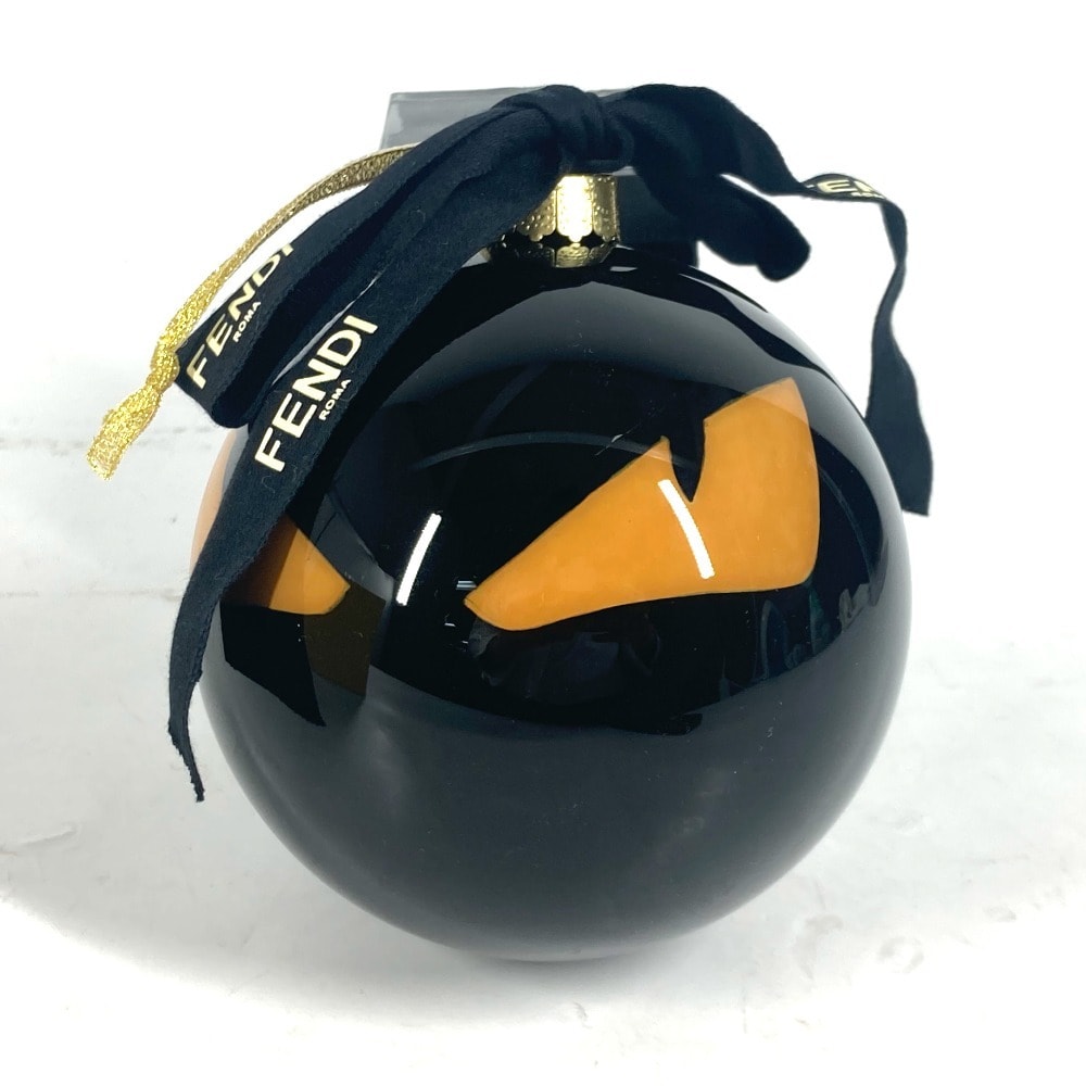 フェンディ FENDI クリスマス オーナメント モンスター Xmas クリスマスボール ロゴ インテリア チャーム プラスチック ブラック 未使用